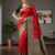 Bold Red and Black Abstract Print Art Silk Saree with Heavy Zari Border