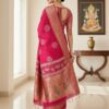 Royal Rose Pink Banarasi Art Silk Saree with Elegant Copper-Gold Zari Weaving