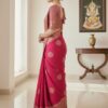 Royal Rose Pink Banarasi Art Silk Saree with Elegant Copper-Gold Zari Weaving
