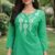Women's Emerald Green Embroidered Cotton Silk Short Kurti