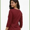 Women’s Maroon Cotton Silk Embroidered Short Kurti