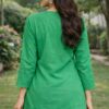 Women's Emerald Green Embroidered Cotton Silk Short Kurti