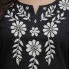 Women's Jet Black Cotton Silk Embroidered Short Kurti