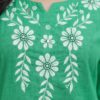 Women's Emerald Green Embroidered Cotton Silk Short Kurti