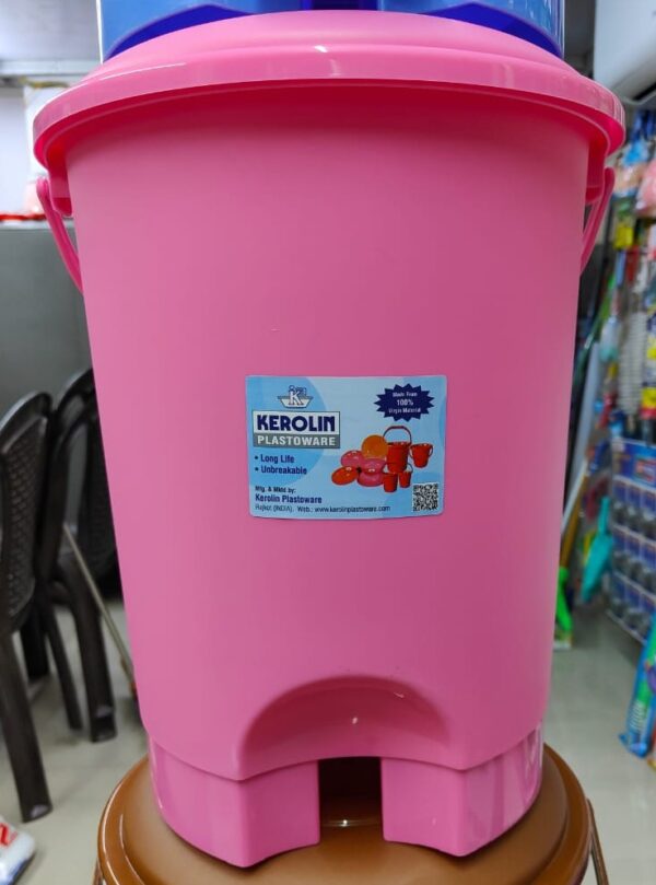 Plastic Pedal Dustbin with Lid – Heavy Duty Foot-Operated Garbage Bin (Pink)