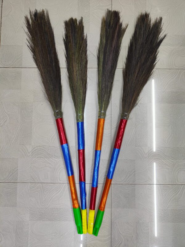 Grass Broom Phool Jhadu for Cleaning Zero Dust Free Broom (Set of 1 Random Color)