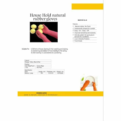 Rubber FlockLined Household Natural Rubber Hand Gloves